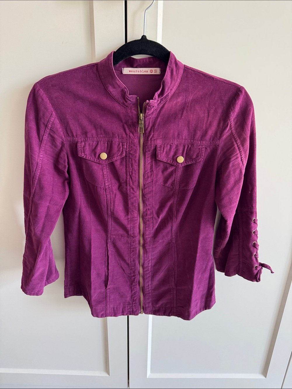 Wearables Women's Magenta Zip-Front Jean Jacket